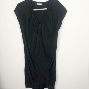 ZARA | Black V-Neck Midi Length Cinched Front Dress Women’s Size Small